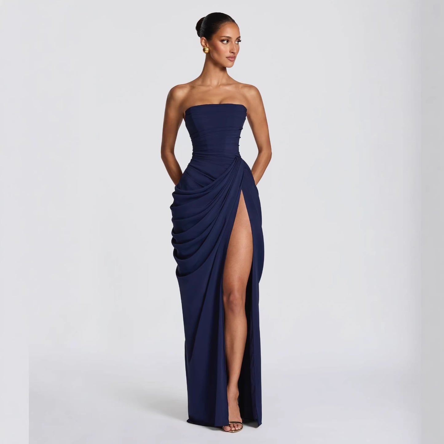 Seraphina Strapless Ruched Maxi Dress