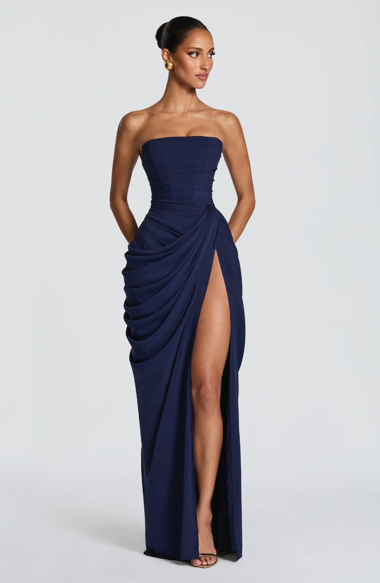 Seraphina Strapless Ruched Maxi Dress