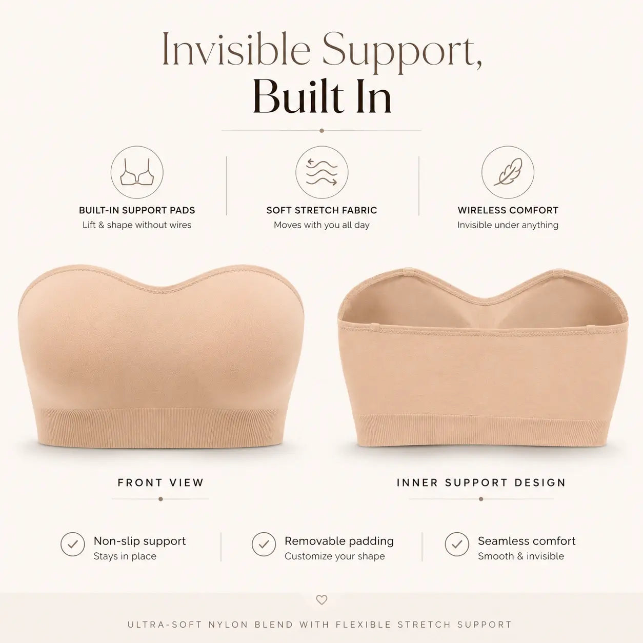 VelvetFit™ Wireless Strapless Bra