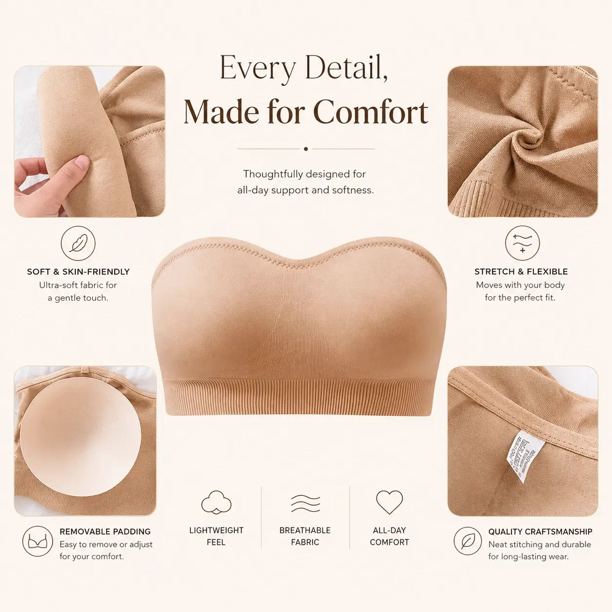VelvetFit™ Wireless Strapless Bra